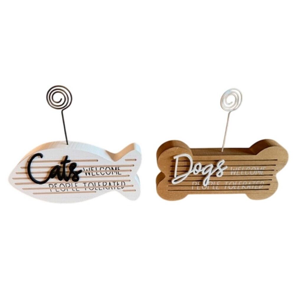 Genmous & Co. Pet Lover Wooden Photo Set – Cats & Dogs Welcome, People Tolerated